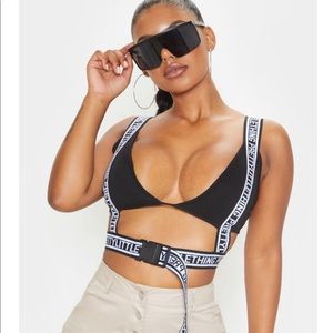 Prettylittlething black buckle bralette